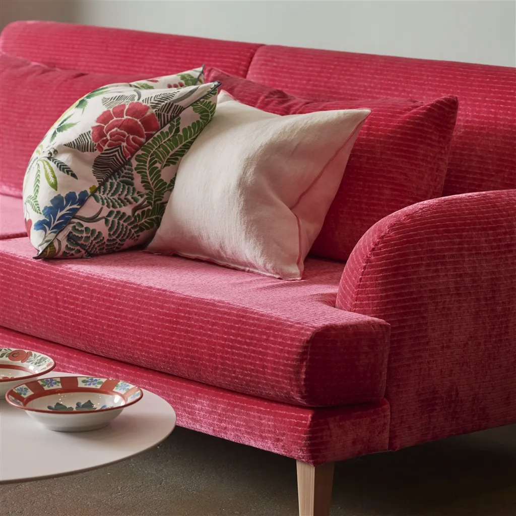 Brera Lino Alabaster & Fuchsia Linen Cushion - Designers Guild