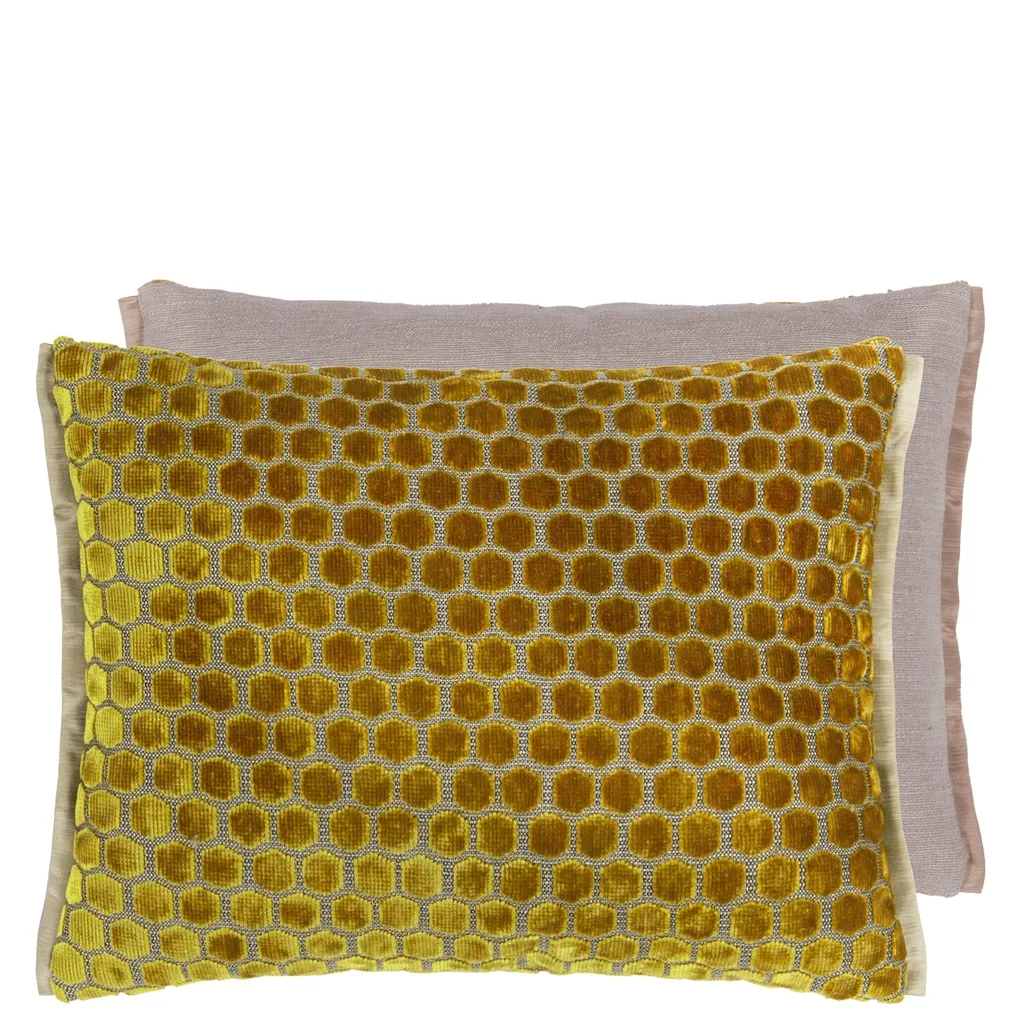 Jabot Mustard Velvet Cushion - Designers Guild