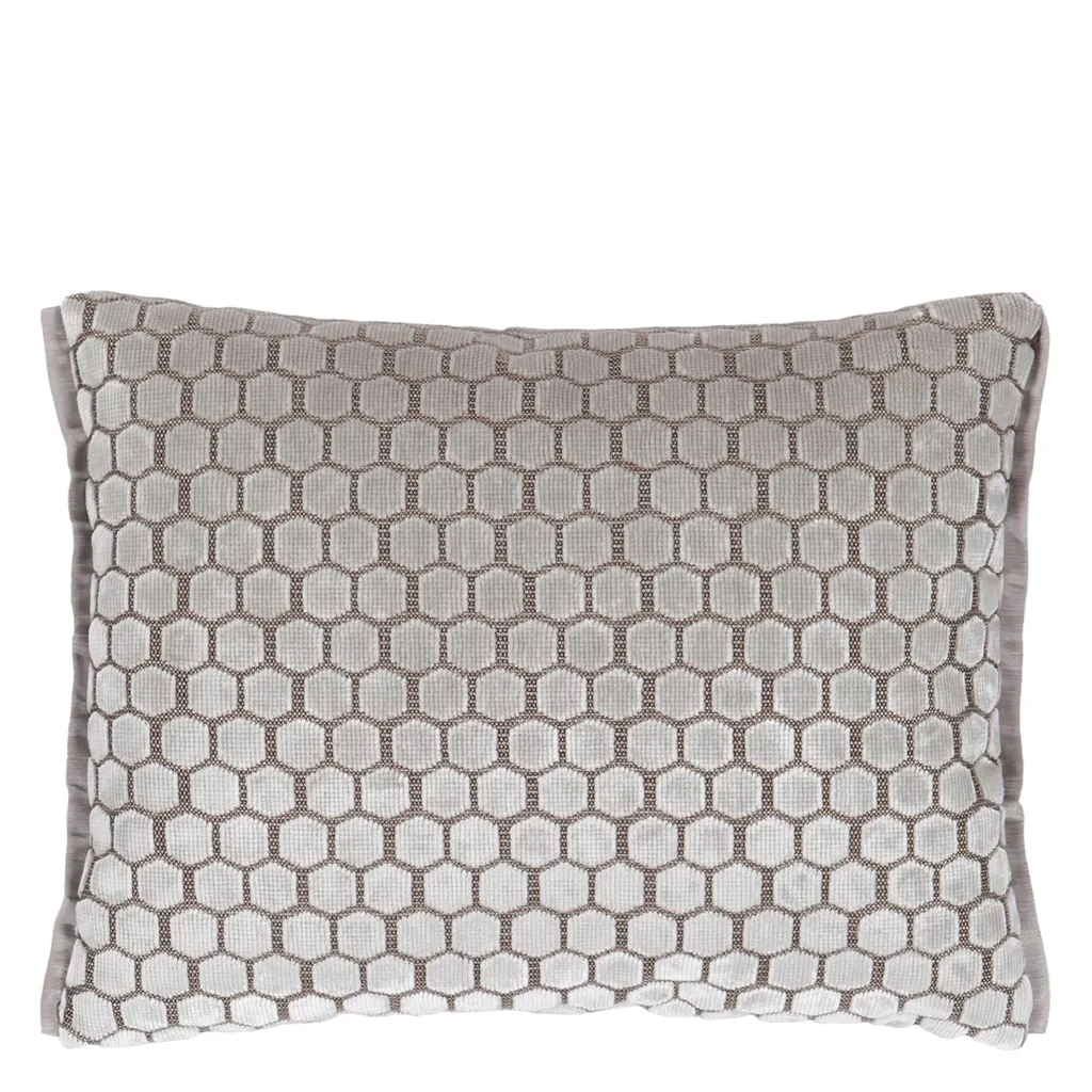 Jabot Oyster Velvet Cushion - Designers Guild