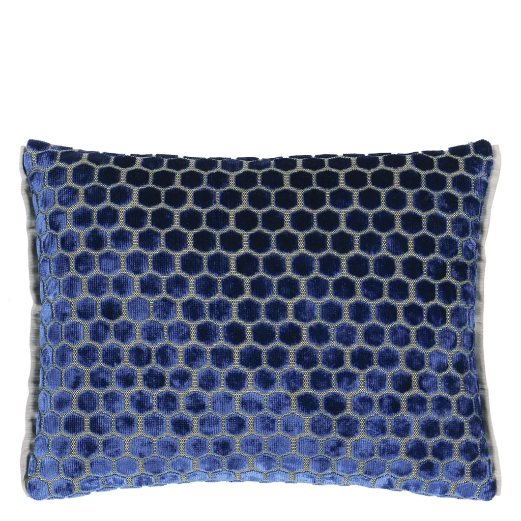 Jabot Cobalt Velvet Cushion - Designers Guild