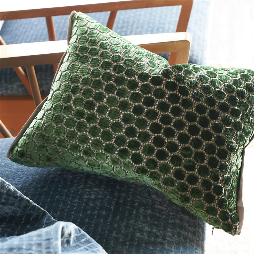 Jabot Emerald Velvet Cushion - Designers Guild