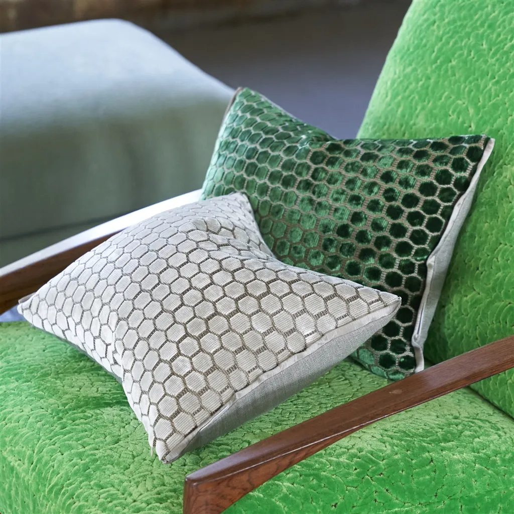 Jabot Emerald Velvet Cushion - Designers Guild