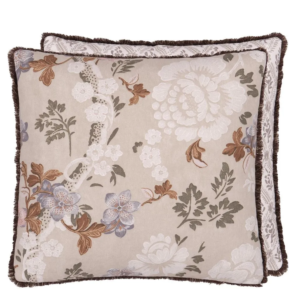 Eagle House Damask Limestone Cushion - Designers Guild