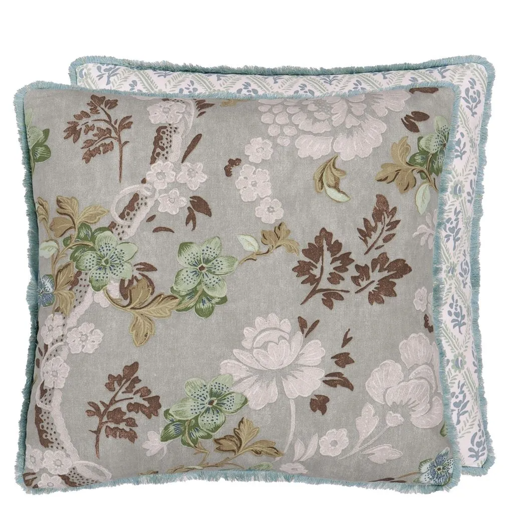 Eagle House Damask Seagrass Cushion - Designers Guild