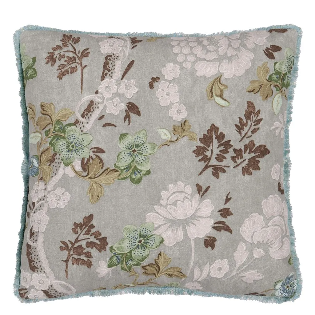 Eagle House Damask Seagrass Cushion - Designers Guild
