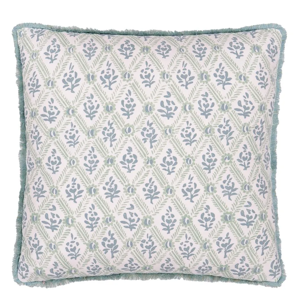 Eagle House Damask Seagrass Cushion - Designers Guild