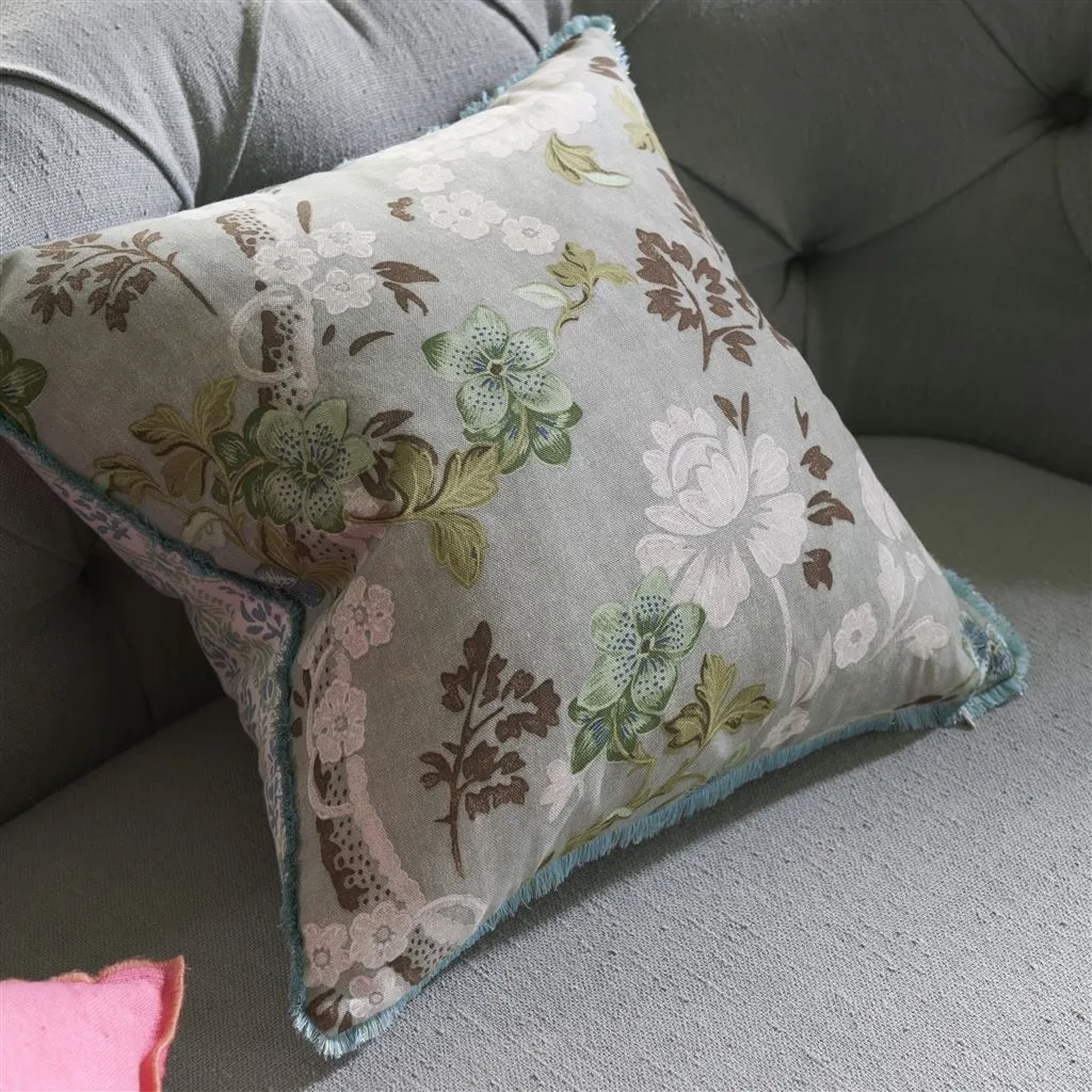 Eagle House Damask Seagrass Cushion - Designers Guild