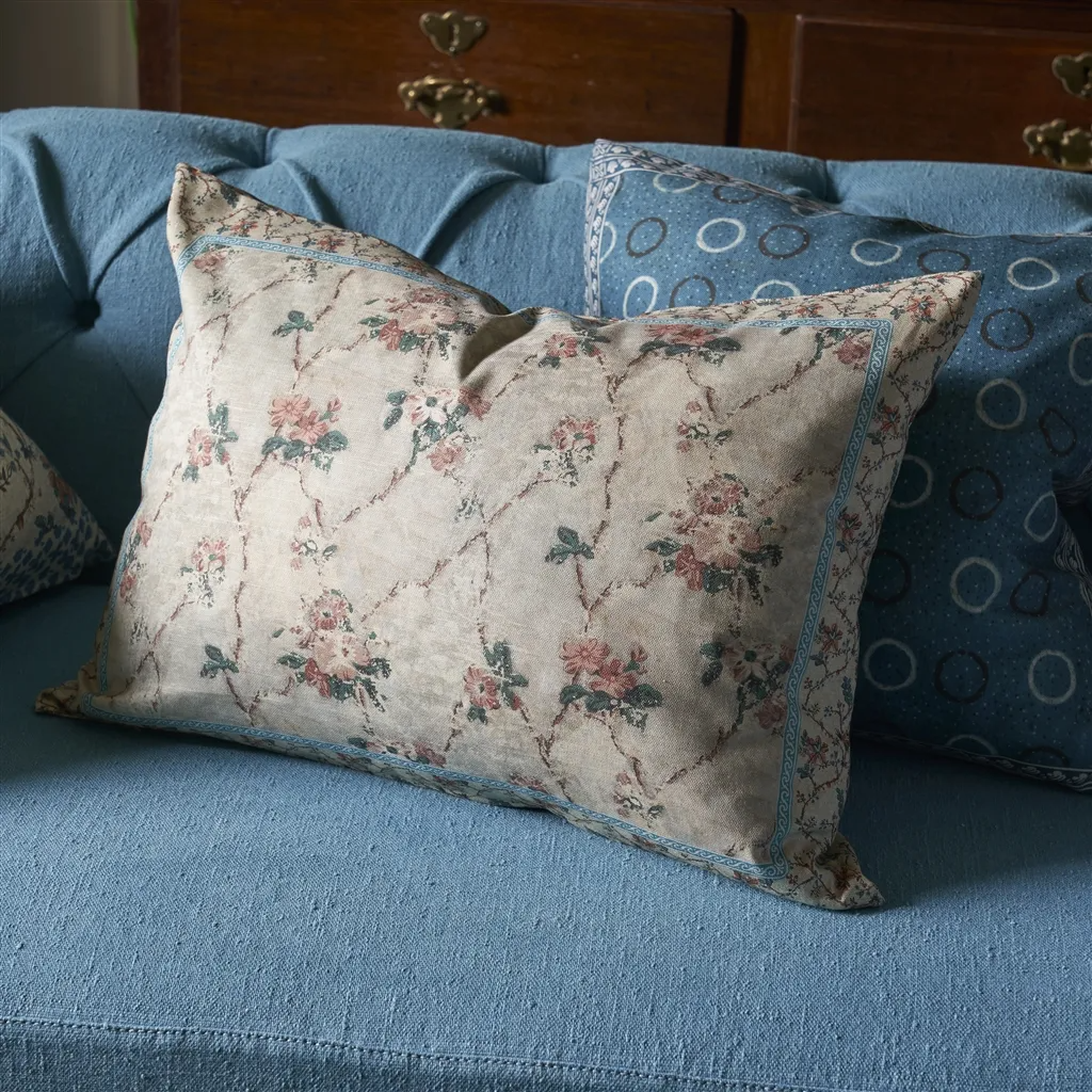Vintage Floral Linen Cushion - Designers Guild