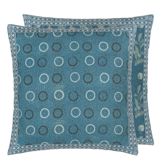 Indigo Circles Indigo Cushion - Designers Guild