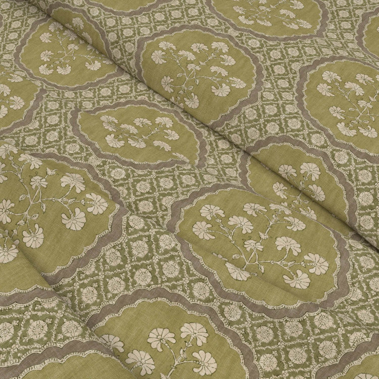 CELESTE Olive Linen Mix Fabric - Warner House
