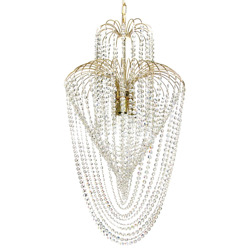 Cascade crystal light with polished brass
