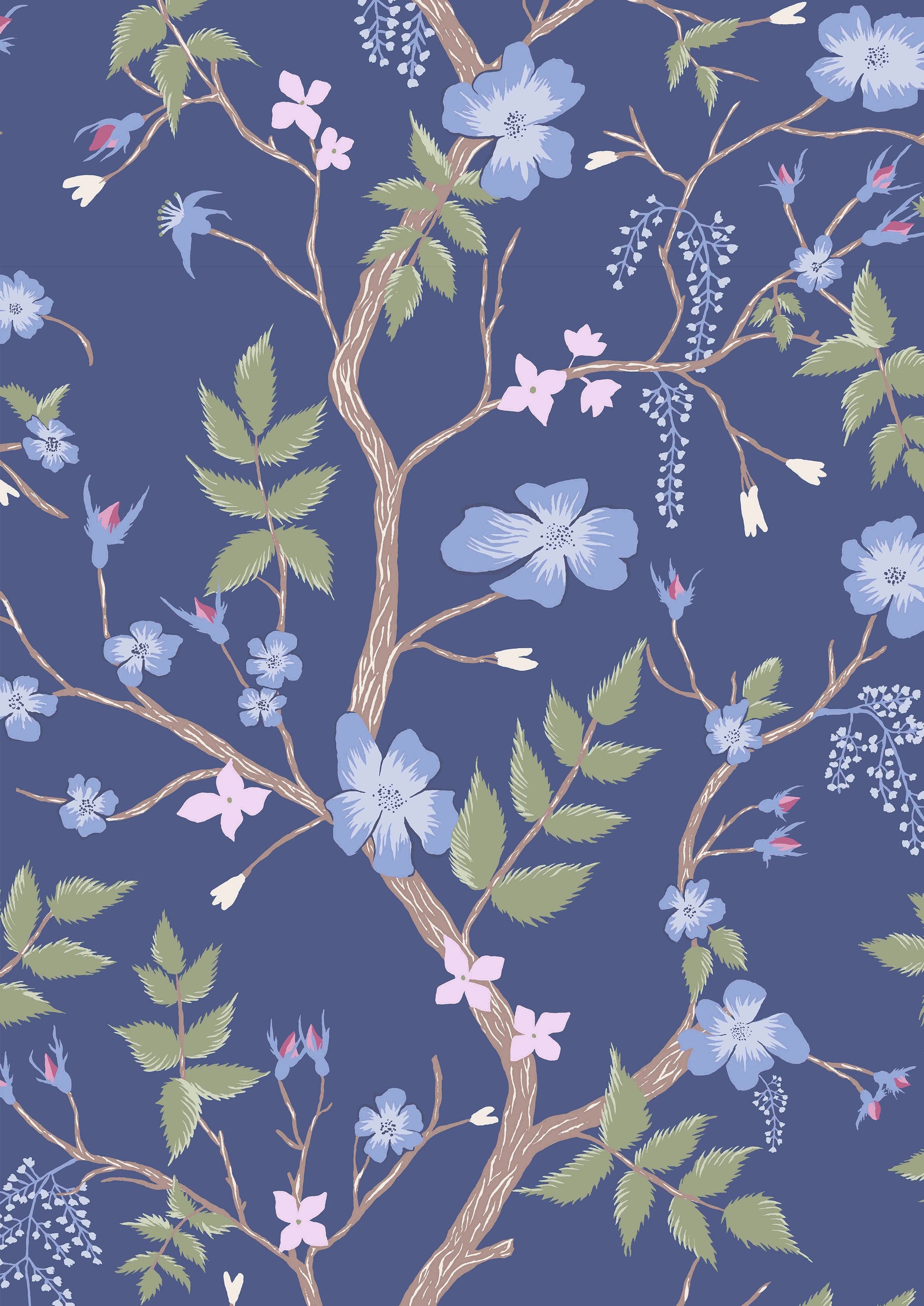 Cinda's Roses Wallpaper - Blue 