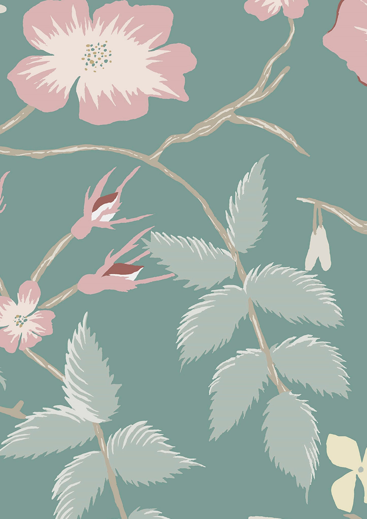Cinda's Roses Room Wallpaper - Green