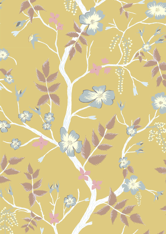Cinda's Roses Wallpaper - Yellow - Lewis & Wood