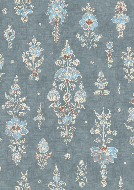 Citadel Blue Almond Wallpaper - Lewis & Wood