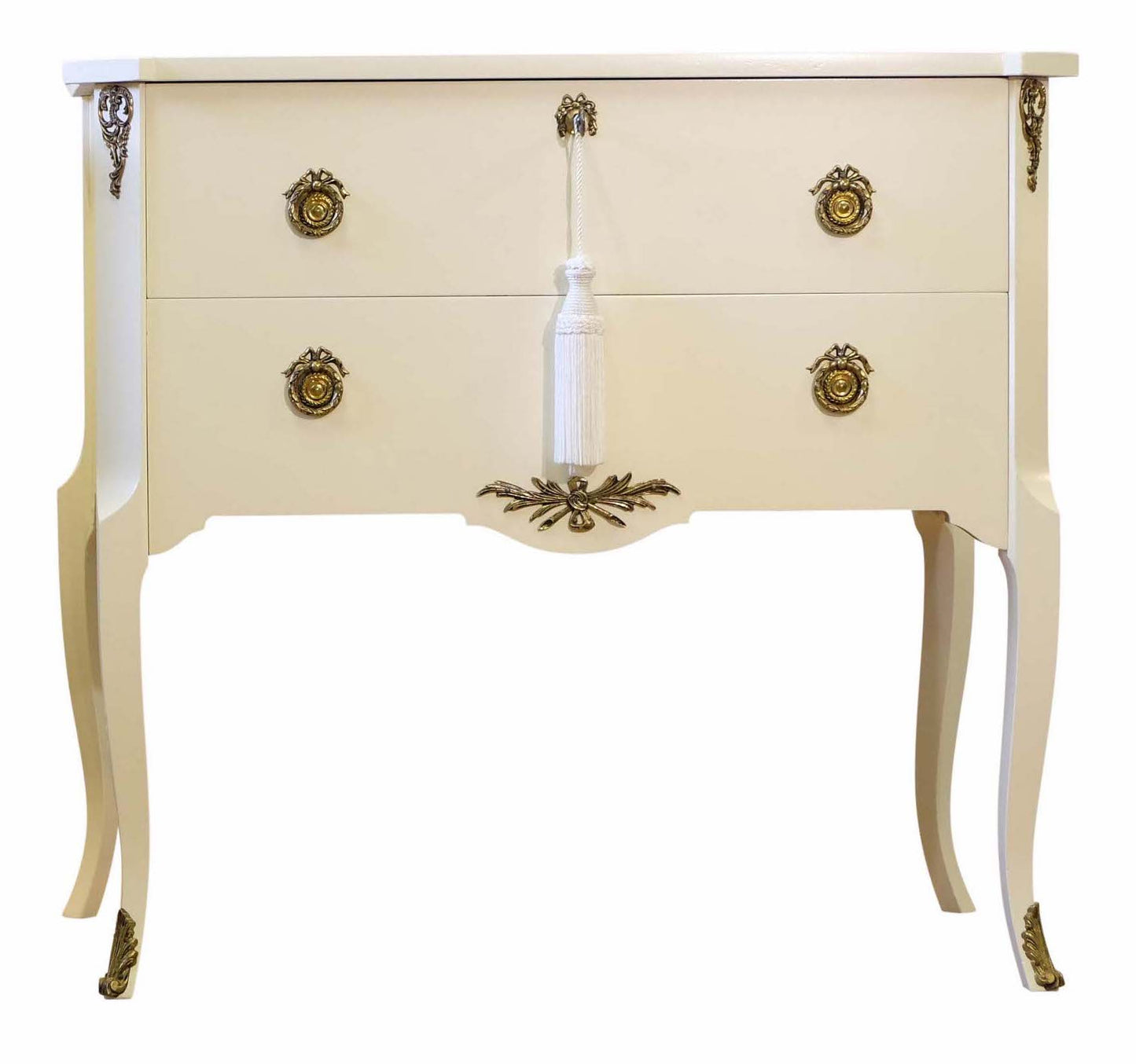 Gustavian Style Commode in Calming Cream with Brass Details (Single)