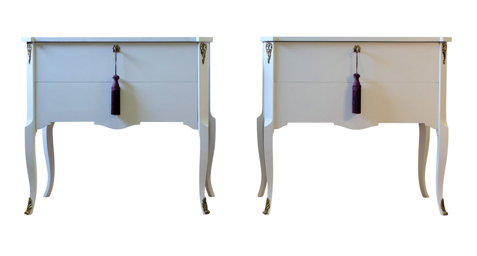 (724-2) Gustavian Style Commode in Violet Mist Colour (Pair)
