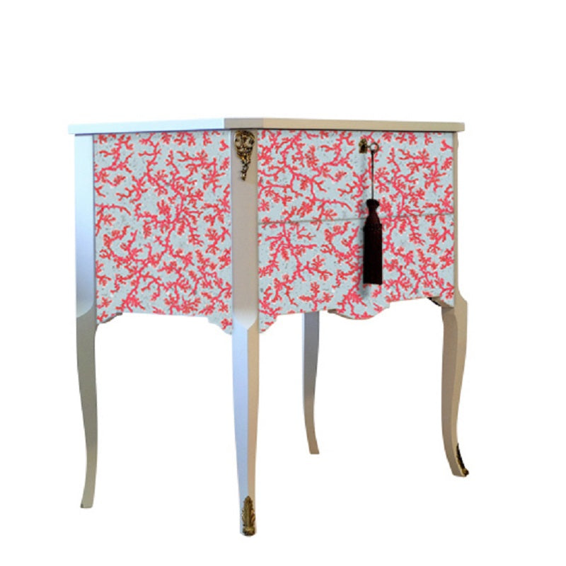 Gustavian Style Commode with Coral Design and Matching Painted Marble Top