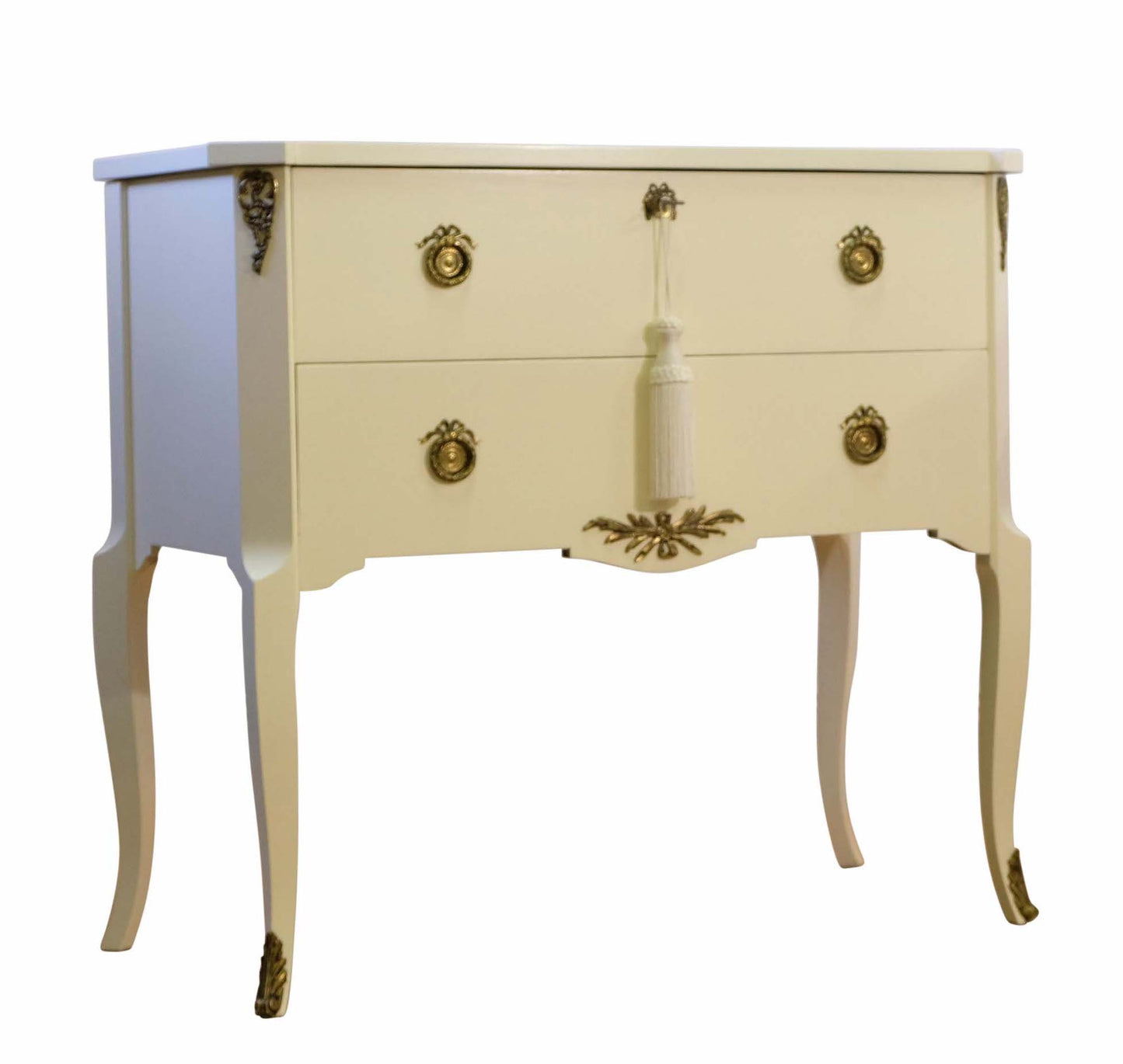 Gustavian Style Commode in Calming Cream with Brass Details (Single)
