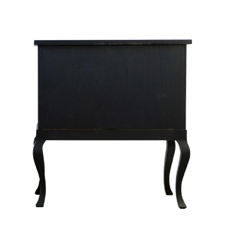 Rococo Style Chest with 2 Drawers and Modern Flat Black Finish