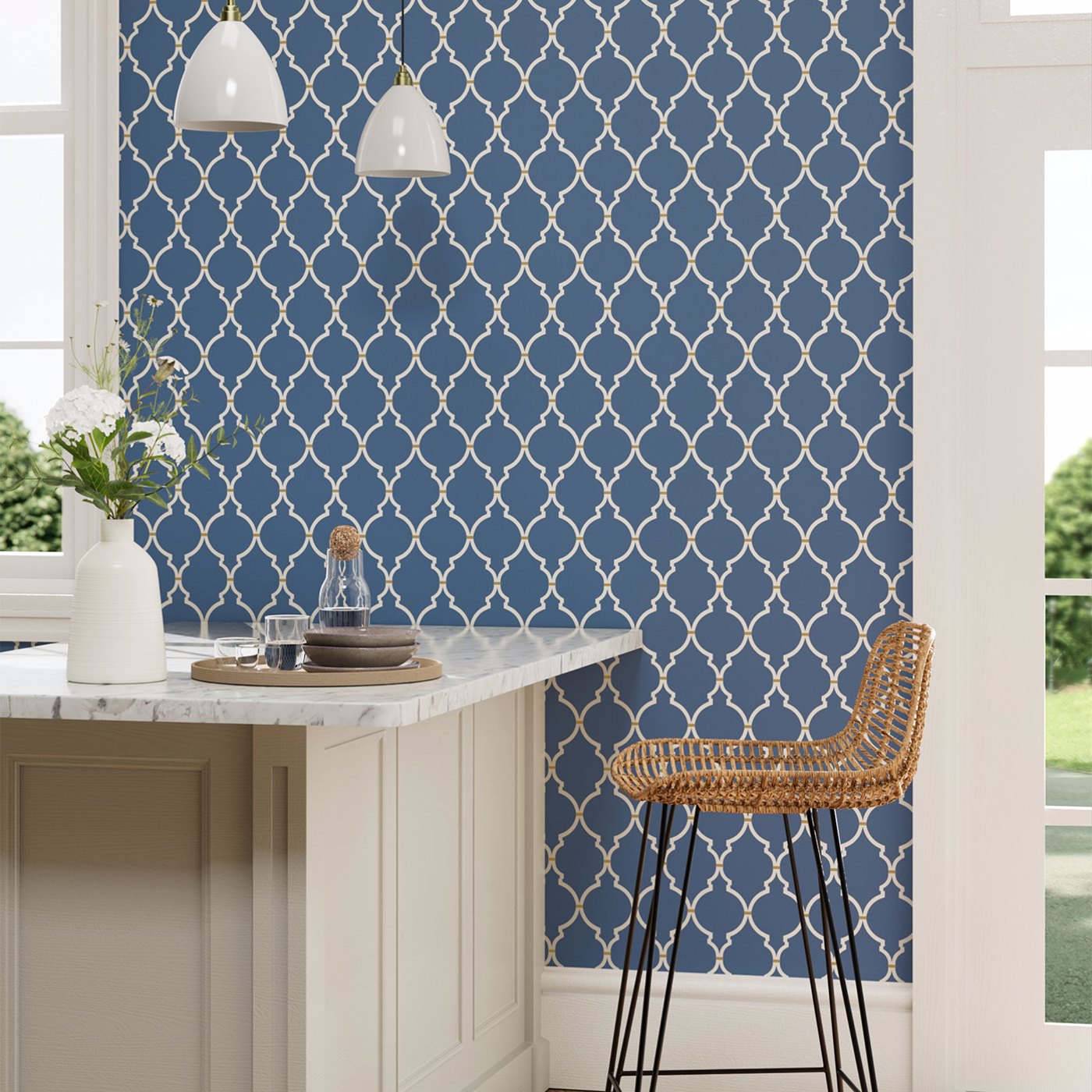 Empire Trellis Room Wallpaper - Blue
