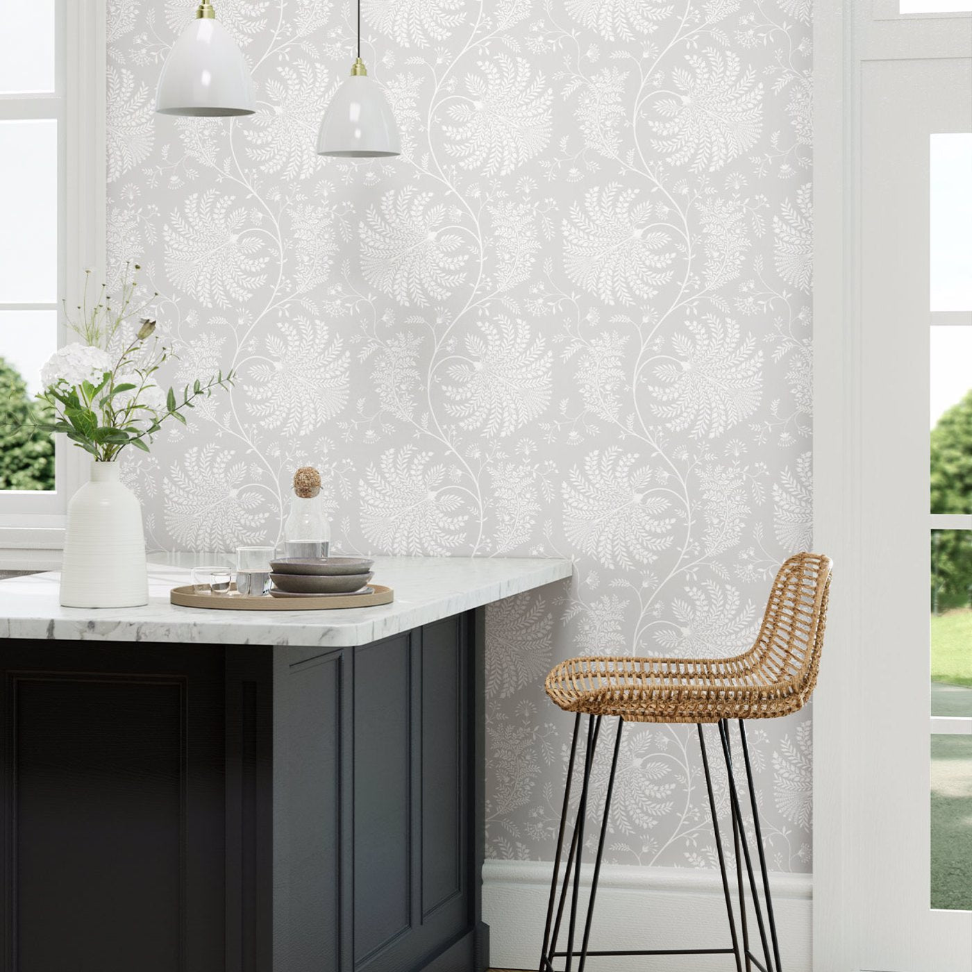 Mapperton Room Wallpaper - Gray