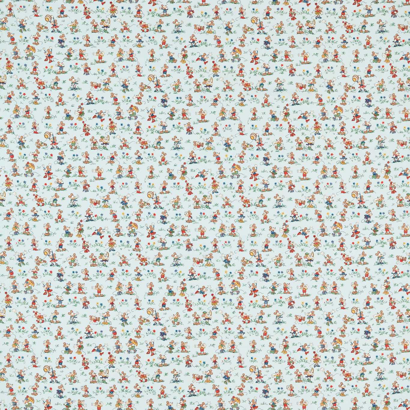 Mickey & Minnie Bonbon Blue Fabric