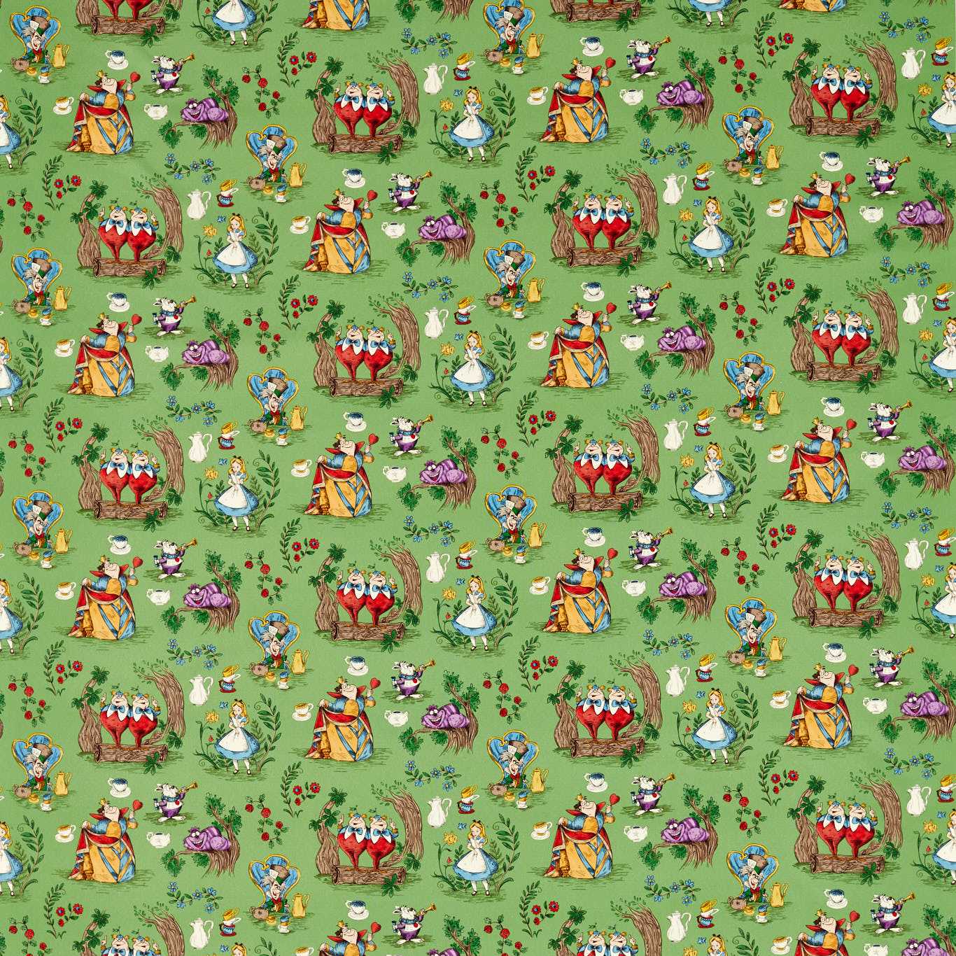 Alice In Wonderland Gumball Green Fabric