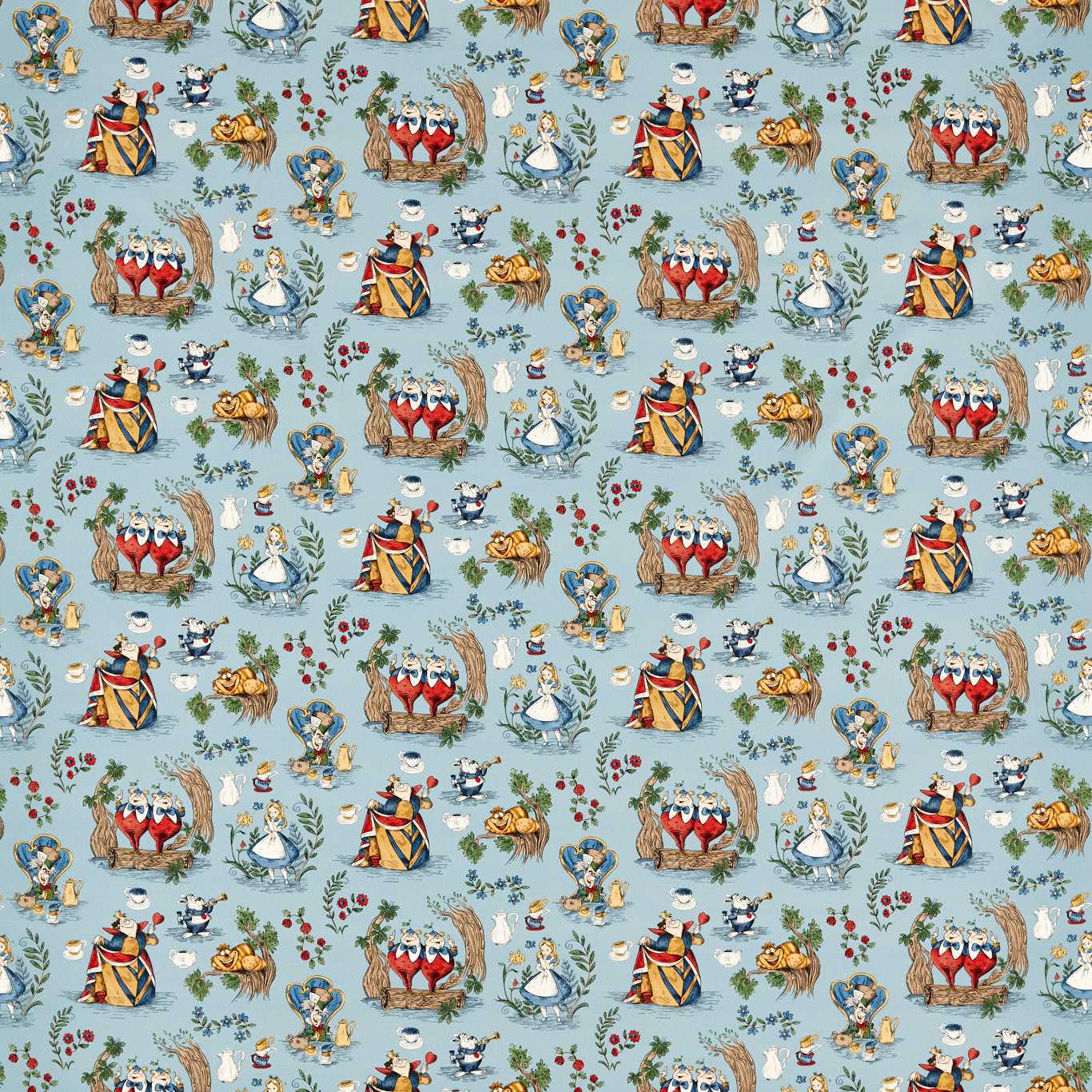 Alice In Wonderland Puddle Blue Fabric