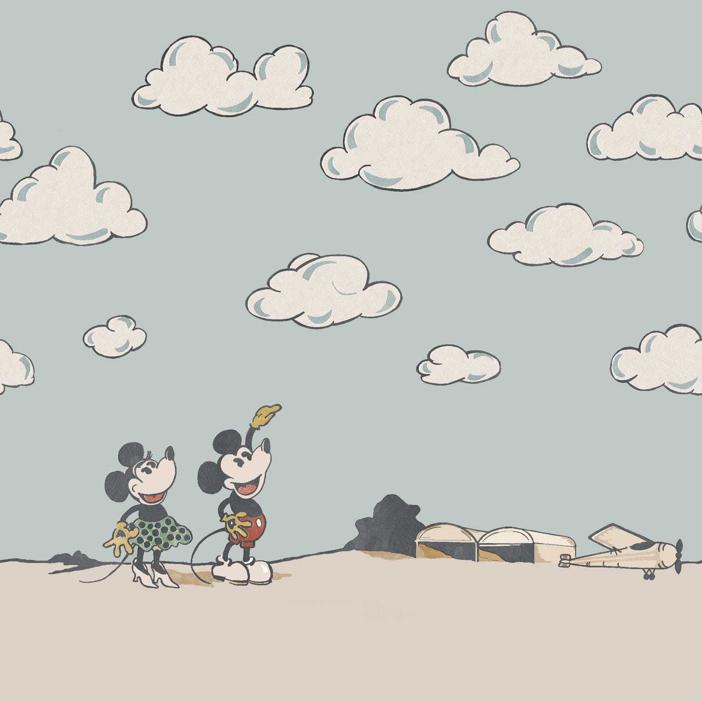 Mickey In The Clouds Sea Salt Wallpaper