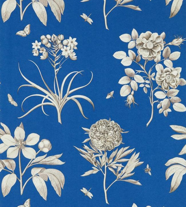 Etchings & Roses Wallpaper - Blue
