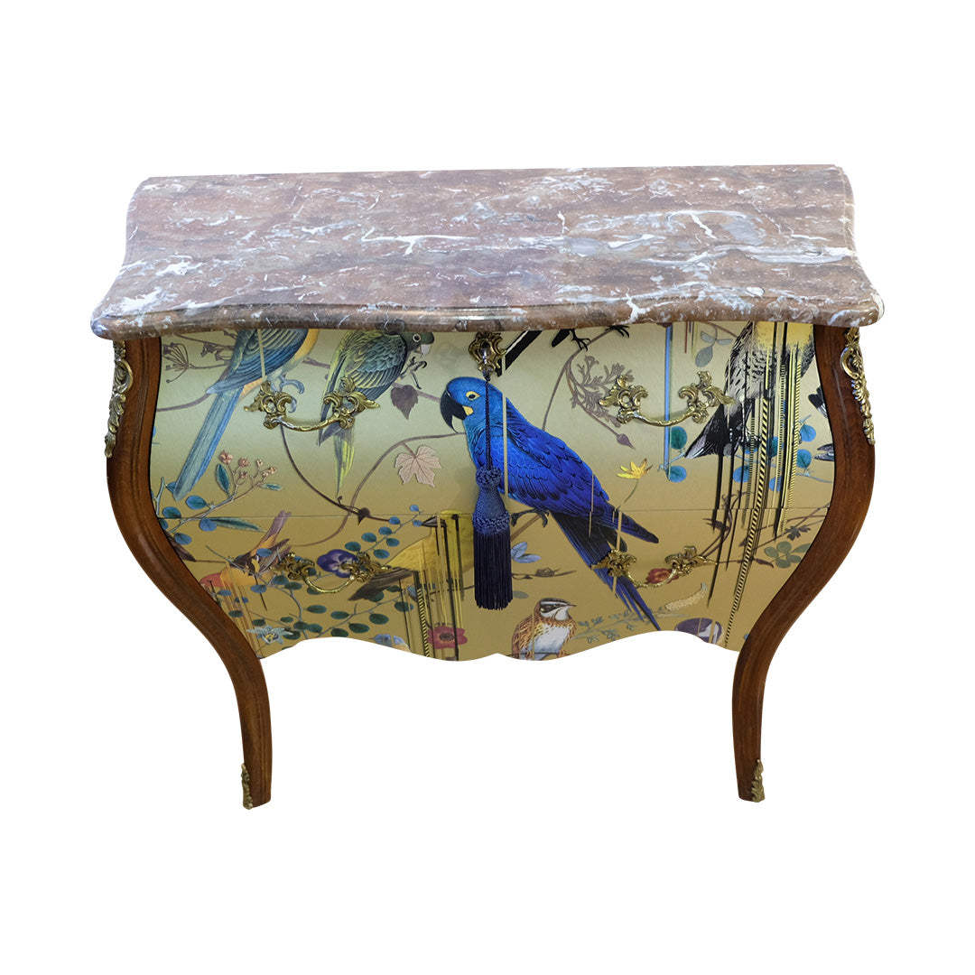 (901) Rococo Two Drawer Chest with Christian Lacroix Gold Design