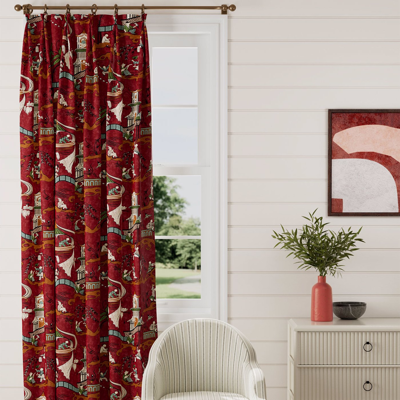 Pagoda River Room Fabric - Red