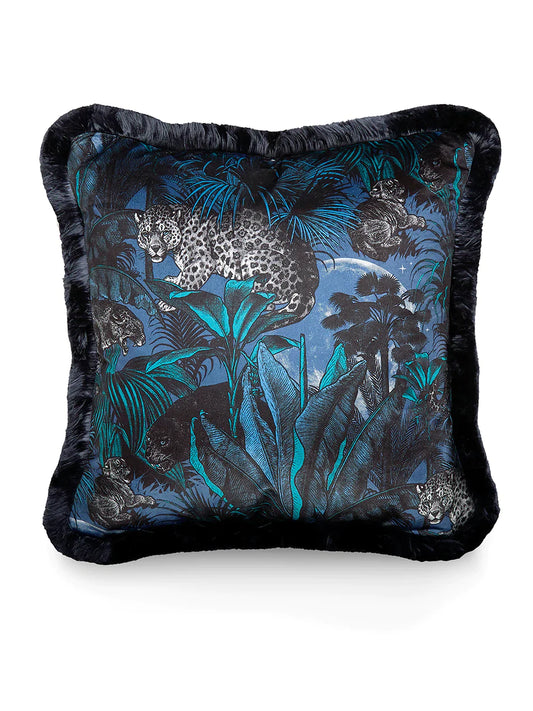 Nocturnal Faunacation Fringed Velvet Cushion