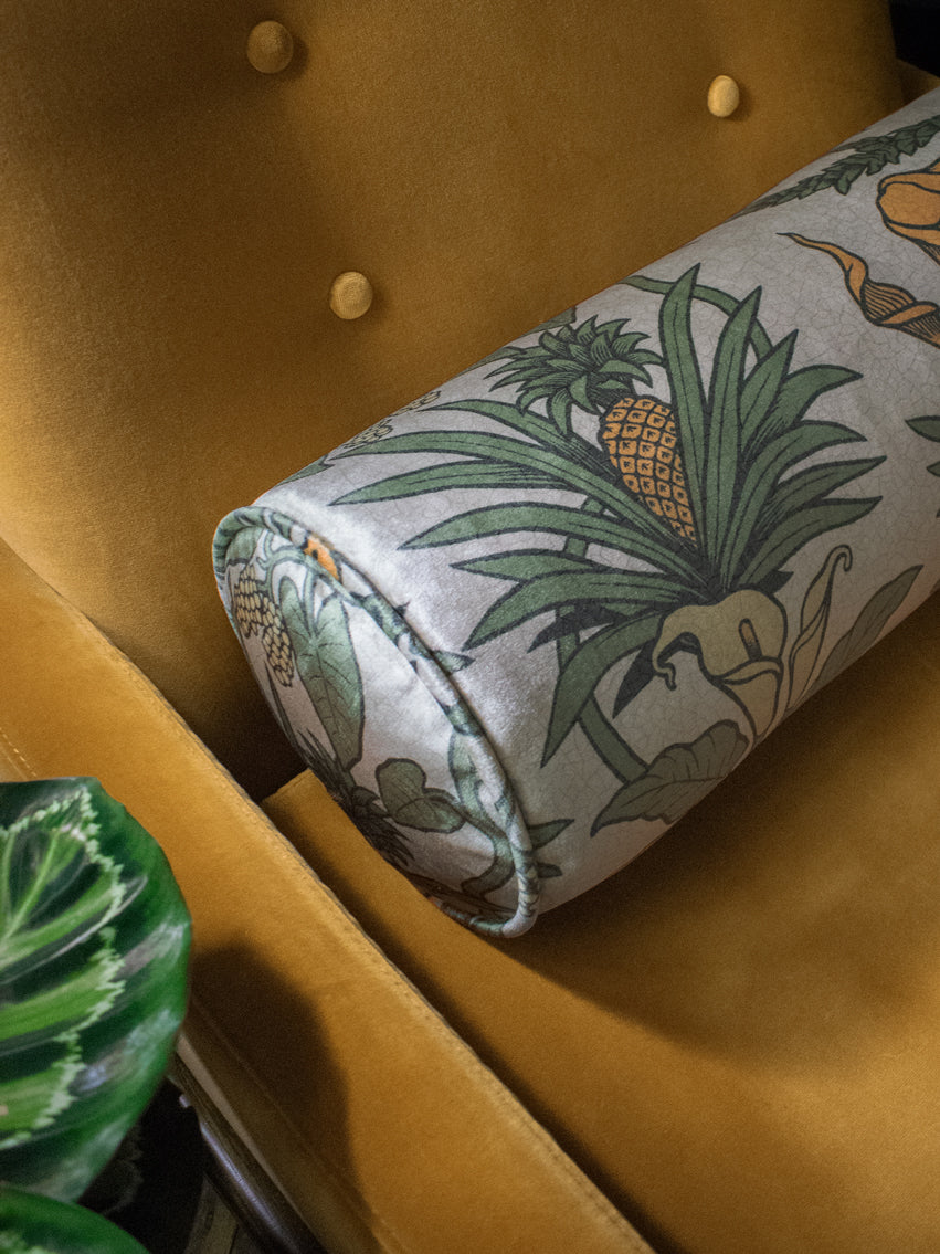 Botanize Heritage 'Palm Green' Velvet Room Bolster Cushion