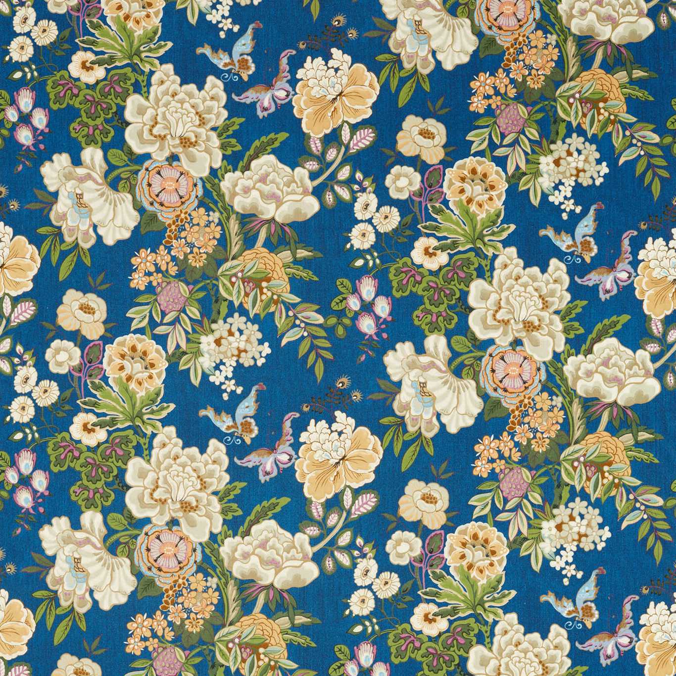 Emperor Peony Fabric - Blue