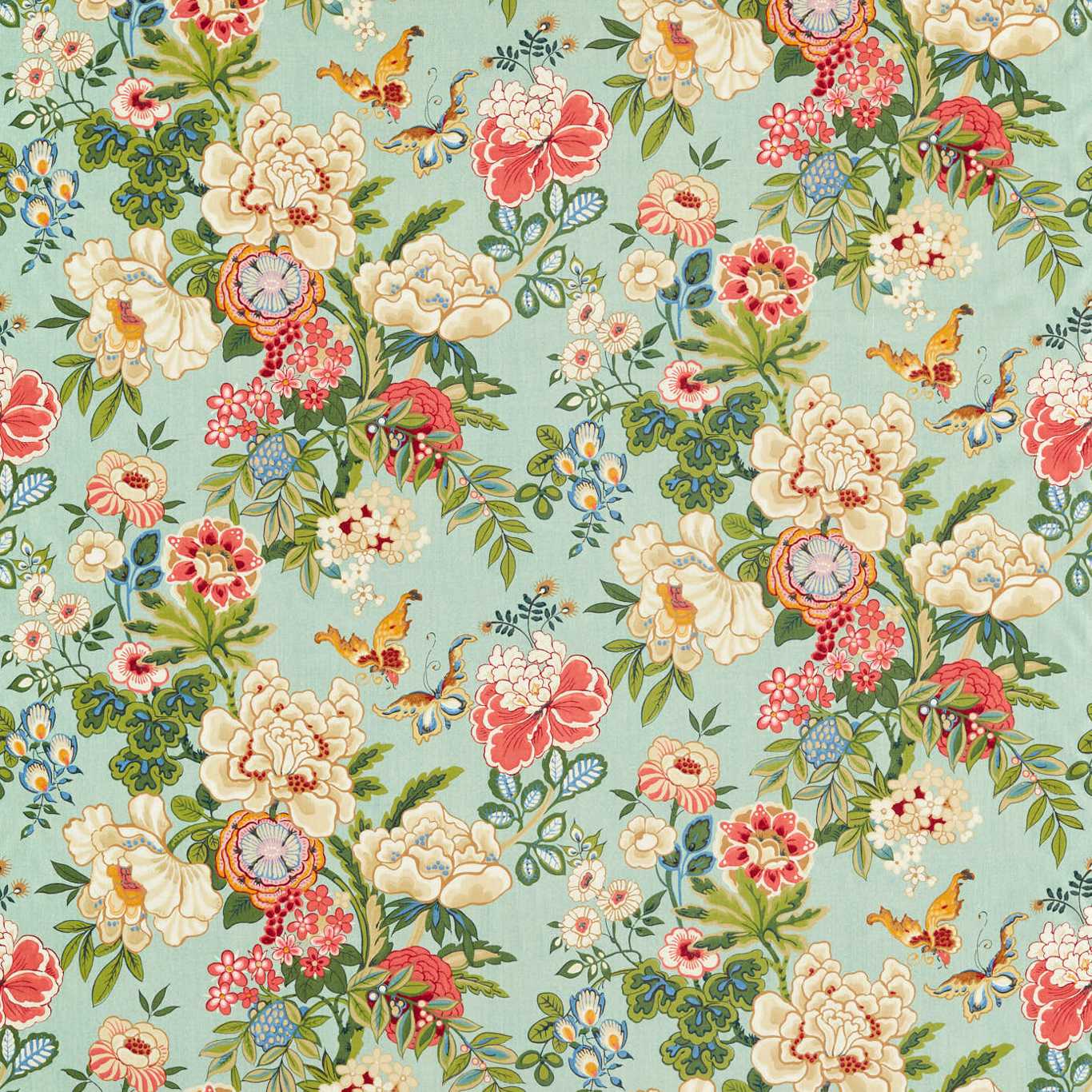 Emperor Peony Fabric - Teal