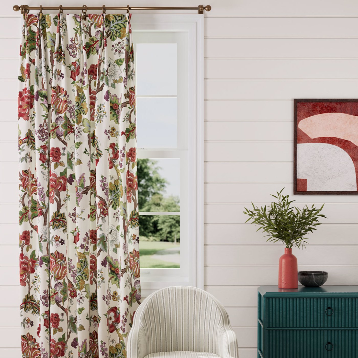 Fusang Tree Room Fabric - Red