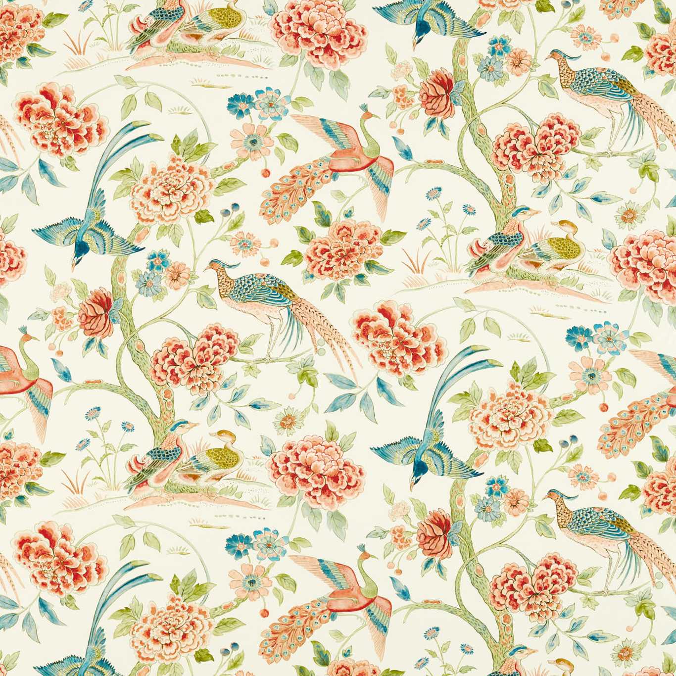 Indienne Peacock Fabric - Pink