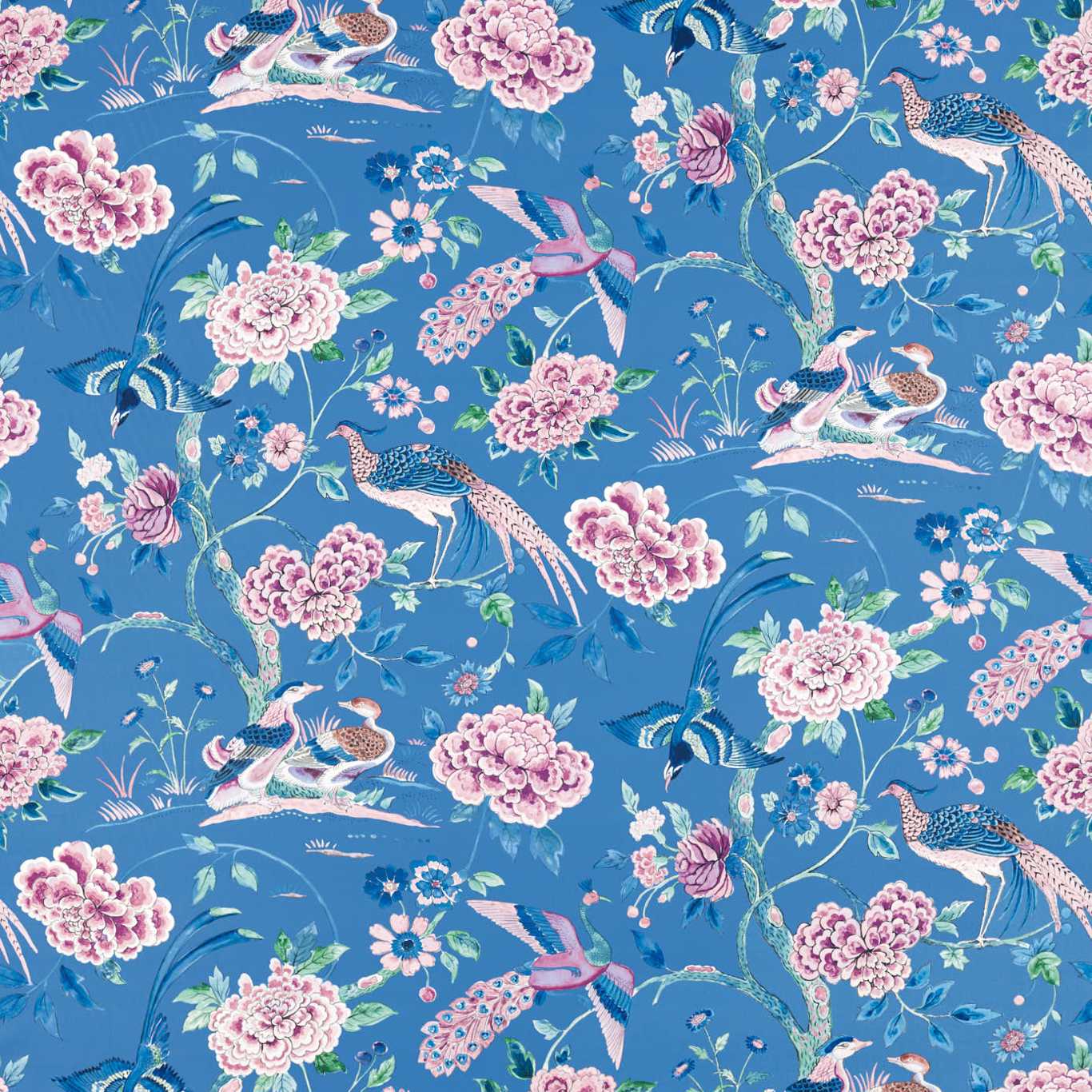 Indienne Peacock Fabric - Blue