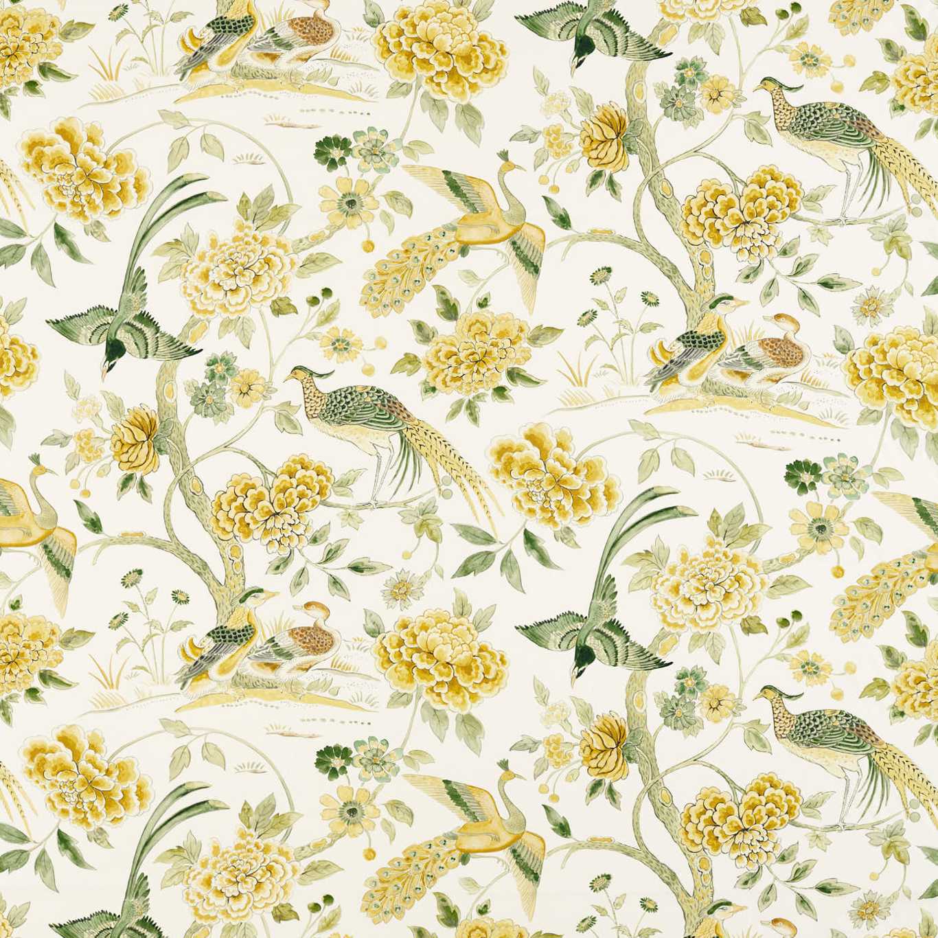 Indienne Peacock Fabric - Yellow