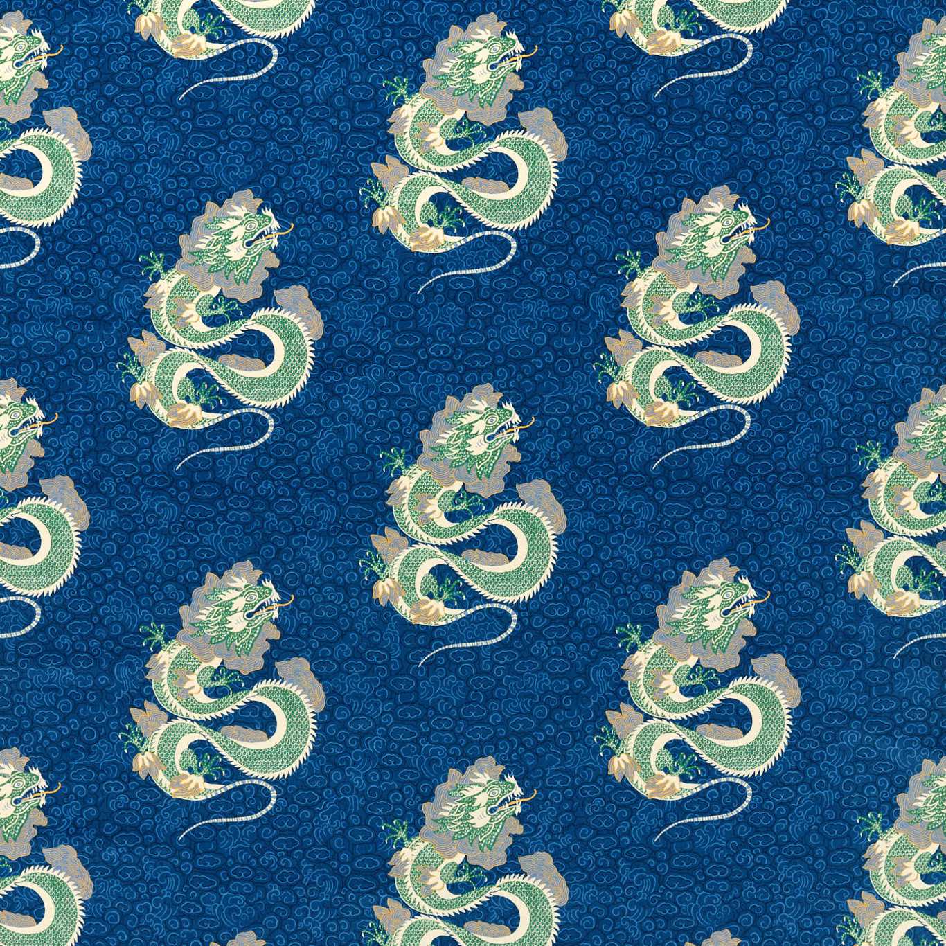 Water Dragon Fabric - Blue