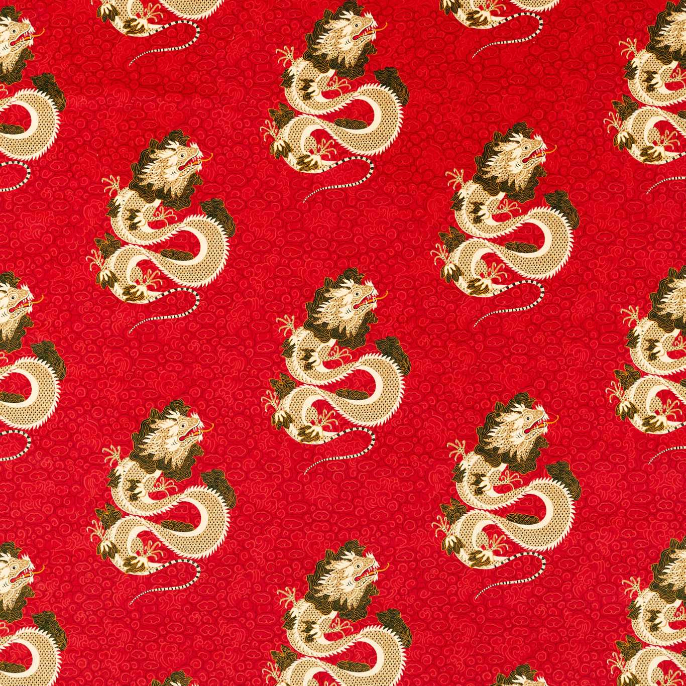 Water Dragon Fabric - Red