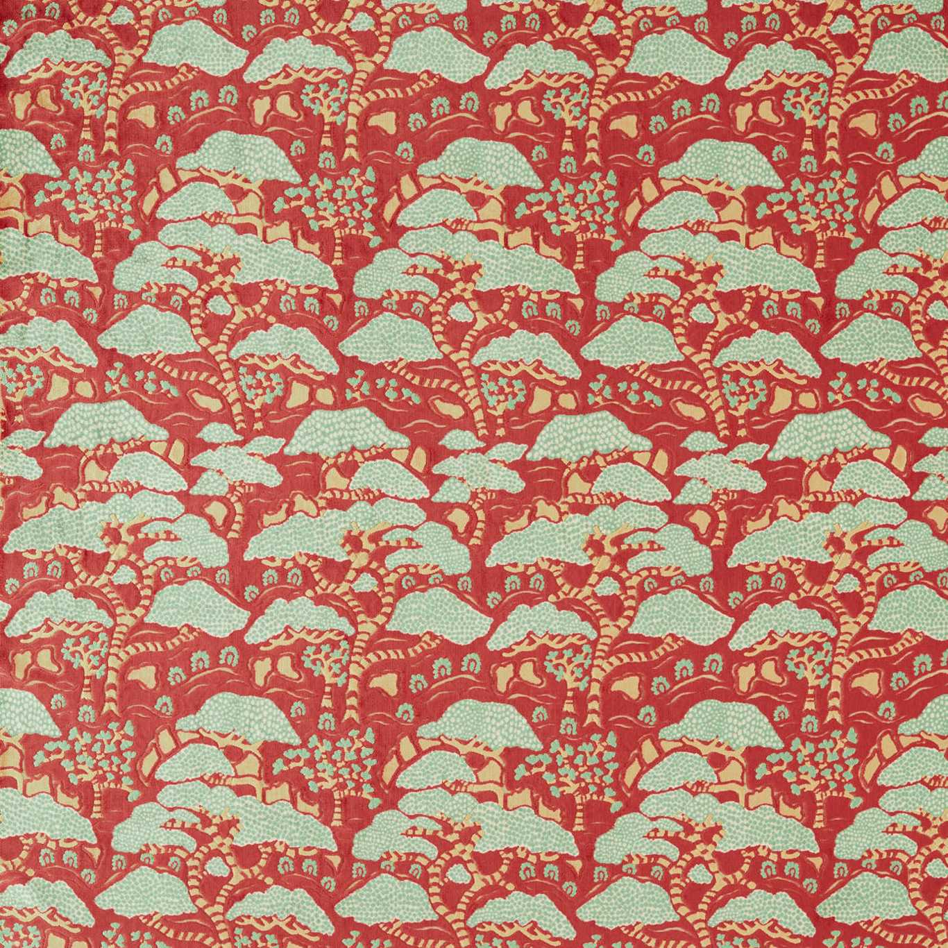 Bonsai & Gingko Fabric - Red