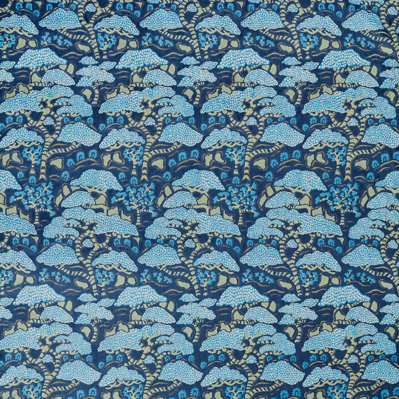 Bonsai & Gingko Fabric - Blue
