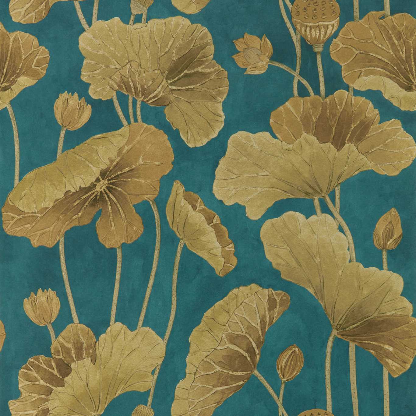Lotus Leaf Wallpaper - Teal