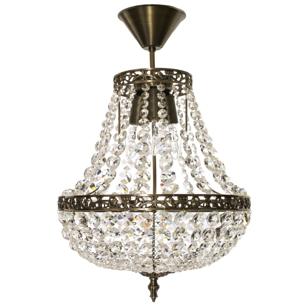Dark Brass Empire chandelier with crystals
