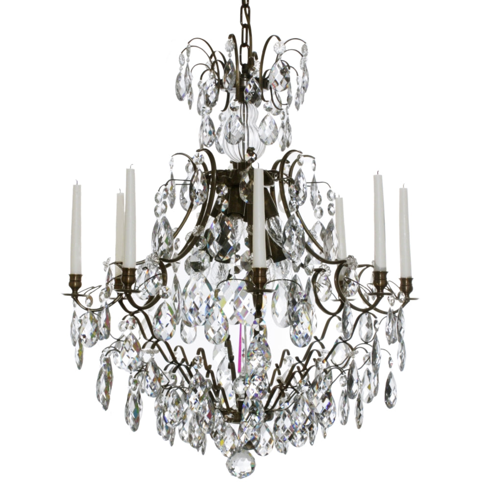 Baroque style chandelier with almond crystals