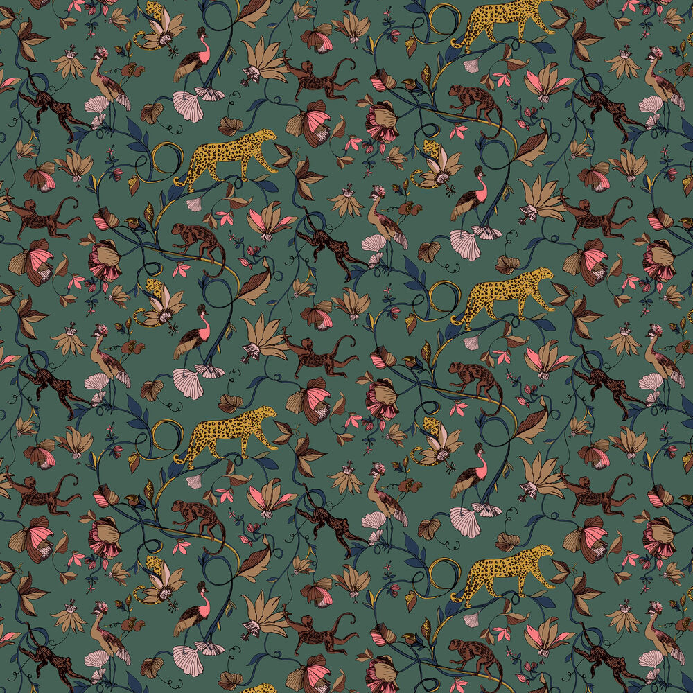 Exotic Wildlings Wallpaper - Green