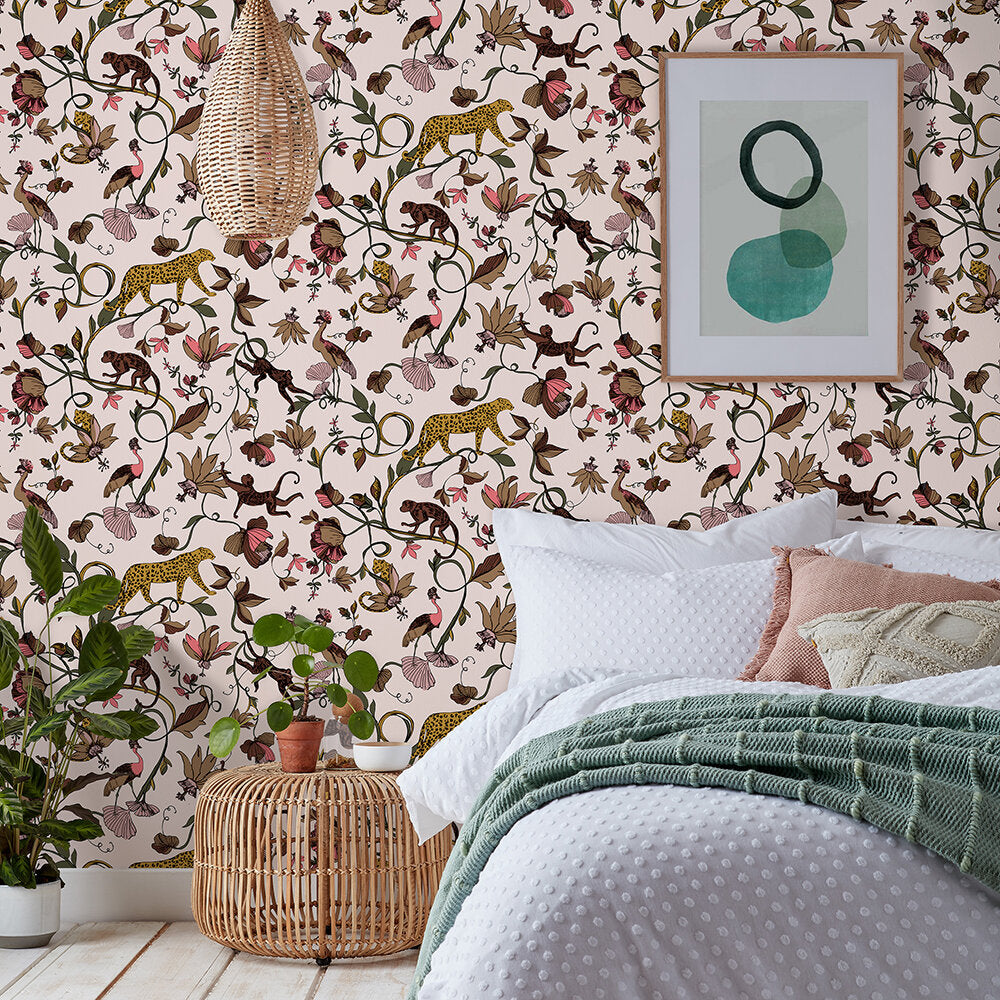 Exotic Wildlings Room Wallpaper - Brown